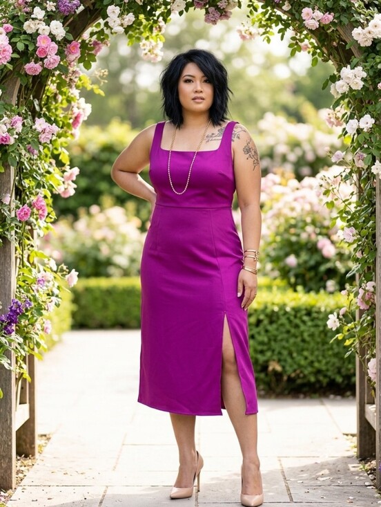 Ricki's Dresses & Skirts - Ricki's💜True Purple Square-Neck Midi Dress with Side Slit Good Cond Sz 14